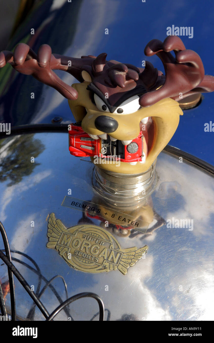 owners club Front view of Tasmaian Devil mascot on three wheeler at meeting Malvern UK