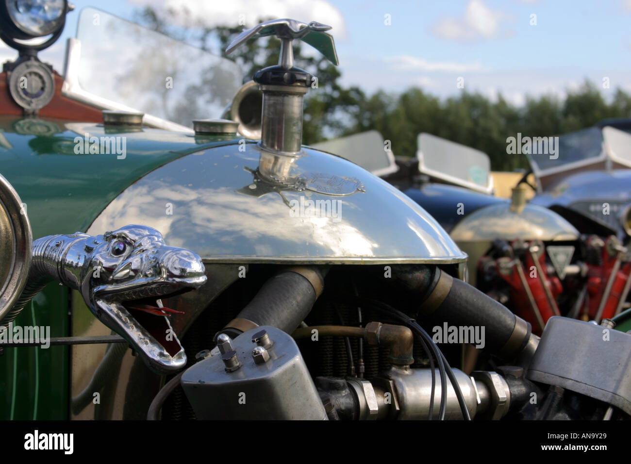 ornate snake hooter on three wheel sportser at owners club meeting Malvern UK September