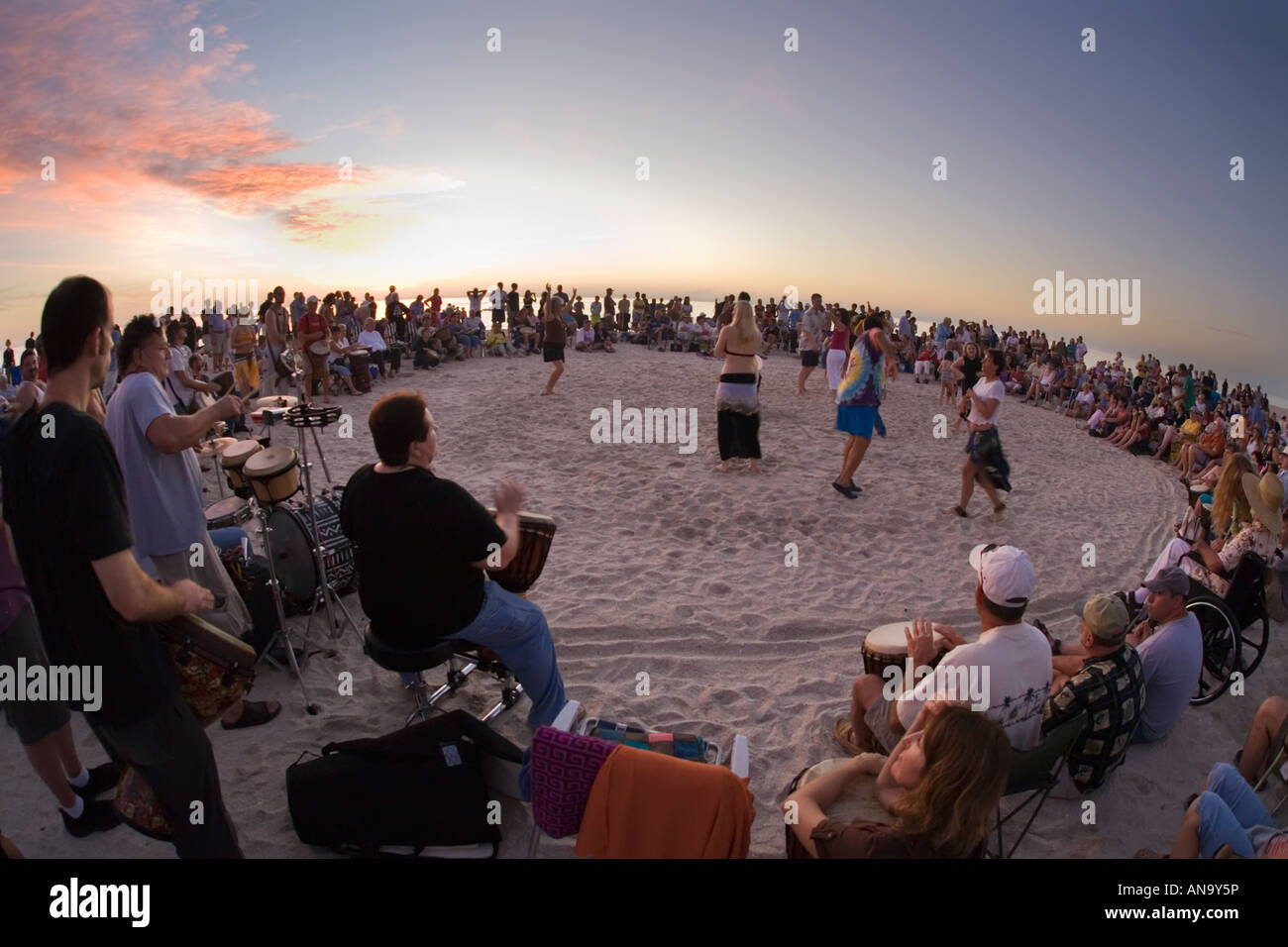 Sunset celebration Nokomis Beach Florida Stock Photo