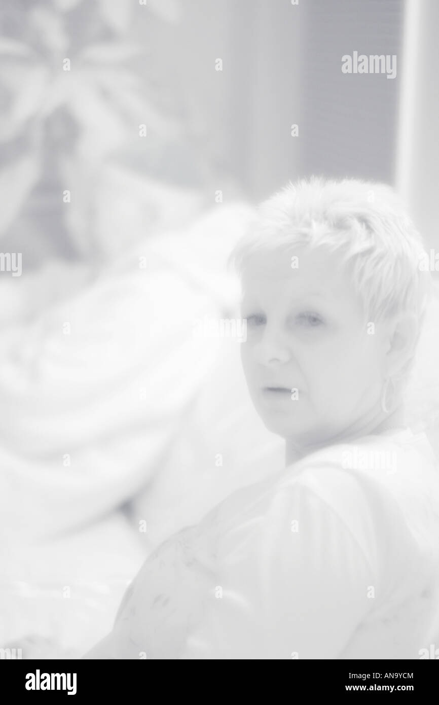 Portrait of middle age woman in black and white Stock Photo - Alamy