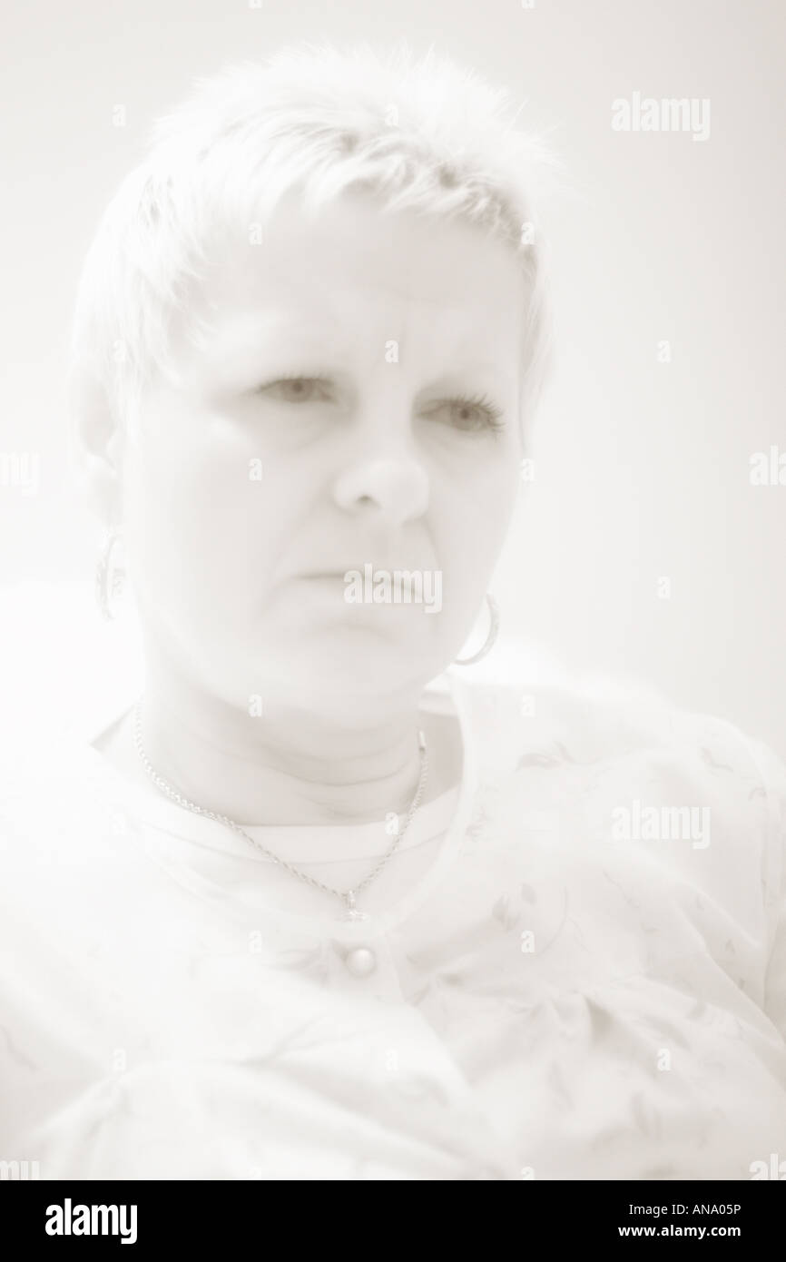 Portrait of middle age woman in black and white Stock Photo - Alamy