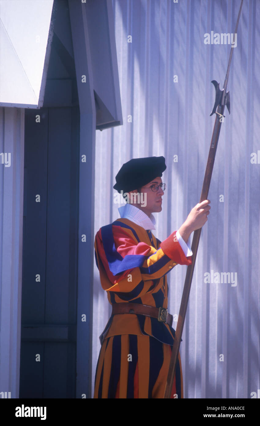Swiss Guard before his sentrybox at the Vatican City State Rome Italy ...