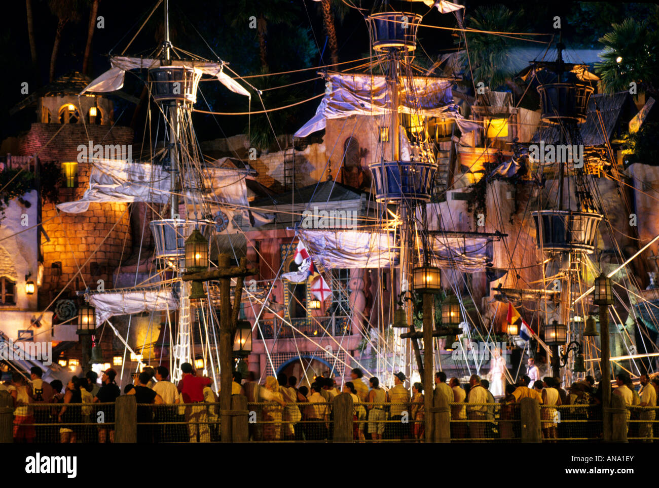 Treasure Island TI Hotel Casino and Resort pirate ship, Las Vegas Nevada USA Stock Photo