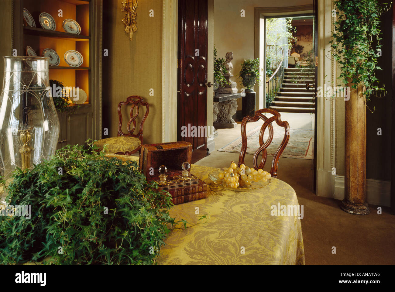 Interiors yellow diningrooms traditional hires stock photography and