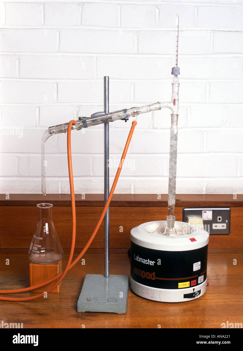 fractional distillation using Liebig condenser and electric heater