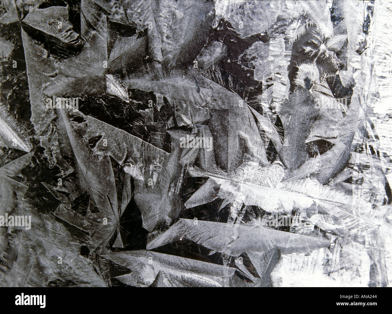 ice crystals on a car windscreen Stock Photo