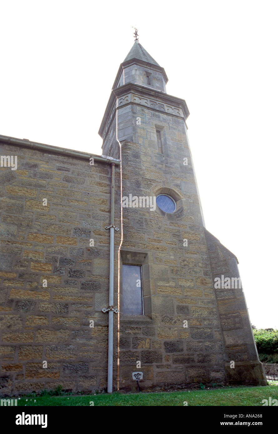 a shiny new copper lightning conductor on a church Stock Photo 1417831