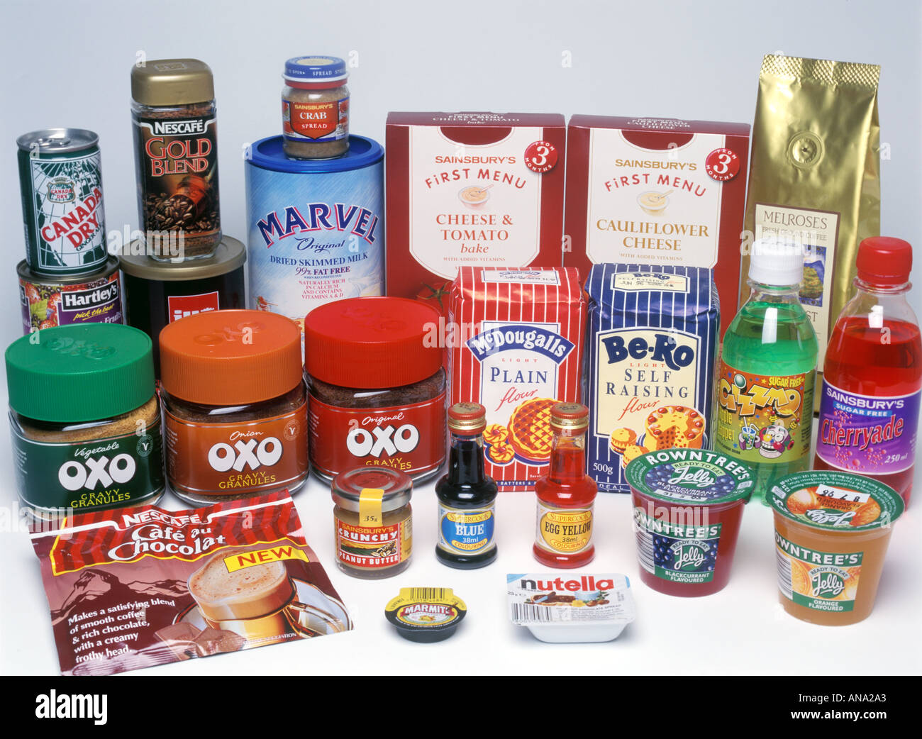 a selection of preserved food Stock Photo