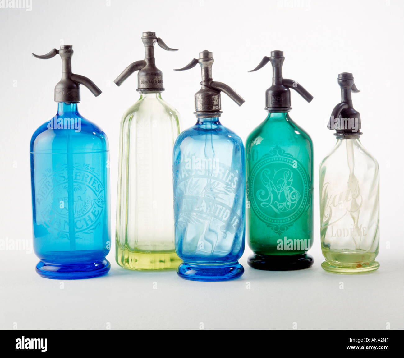 Coloured Siphon Bottles Stock Photo Alamy