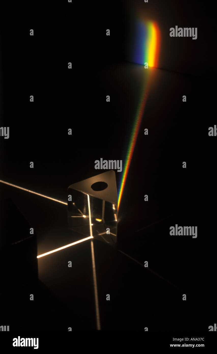 a glass prism producing a white light spectrum Stock Photo
