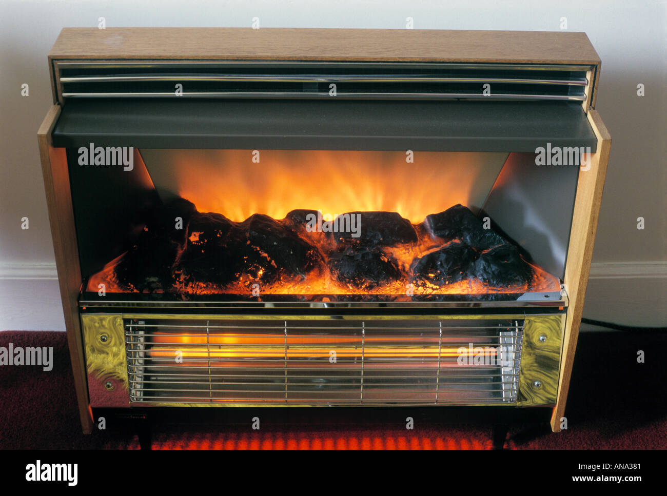 radiant electric fire with coal effect and convection Stock Photo