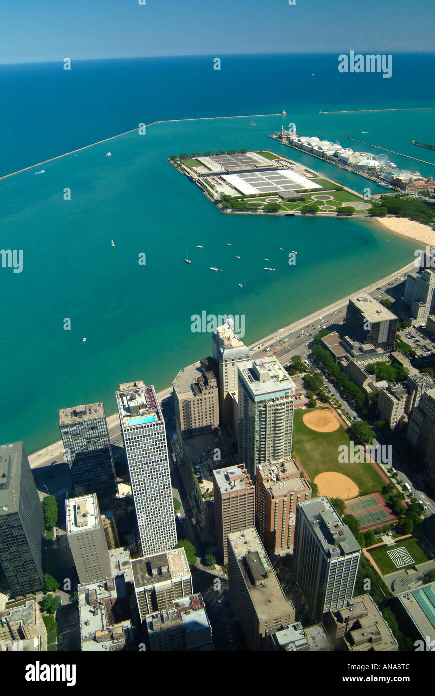 Aerial View East Towards Navy Pier and Water Filtration Plant with