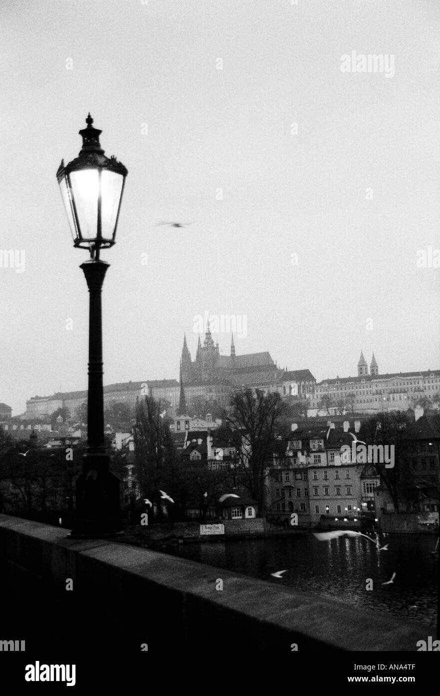 Prague Castle from Charles Bridge, Prague. Stock Photo