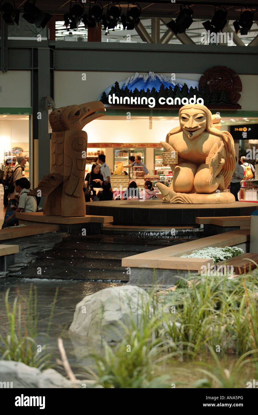 Wooden sculpture in the terminal of the Vancouver International Airport