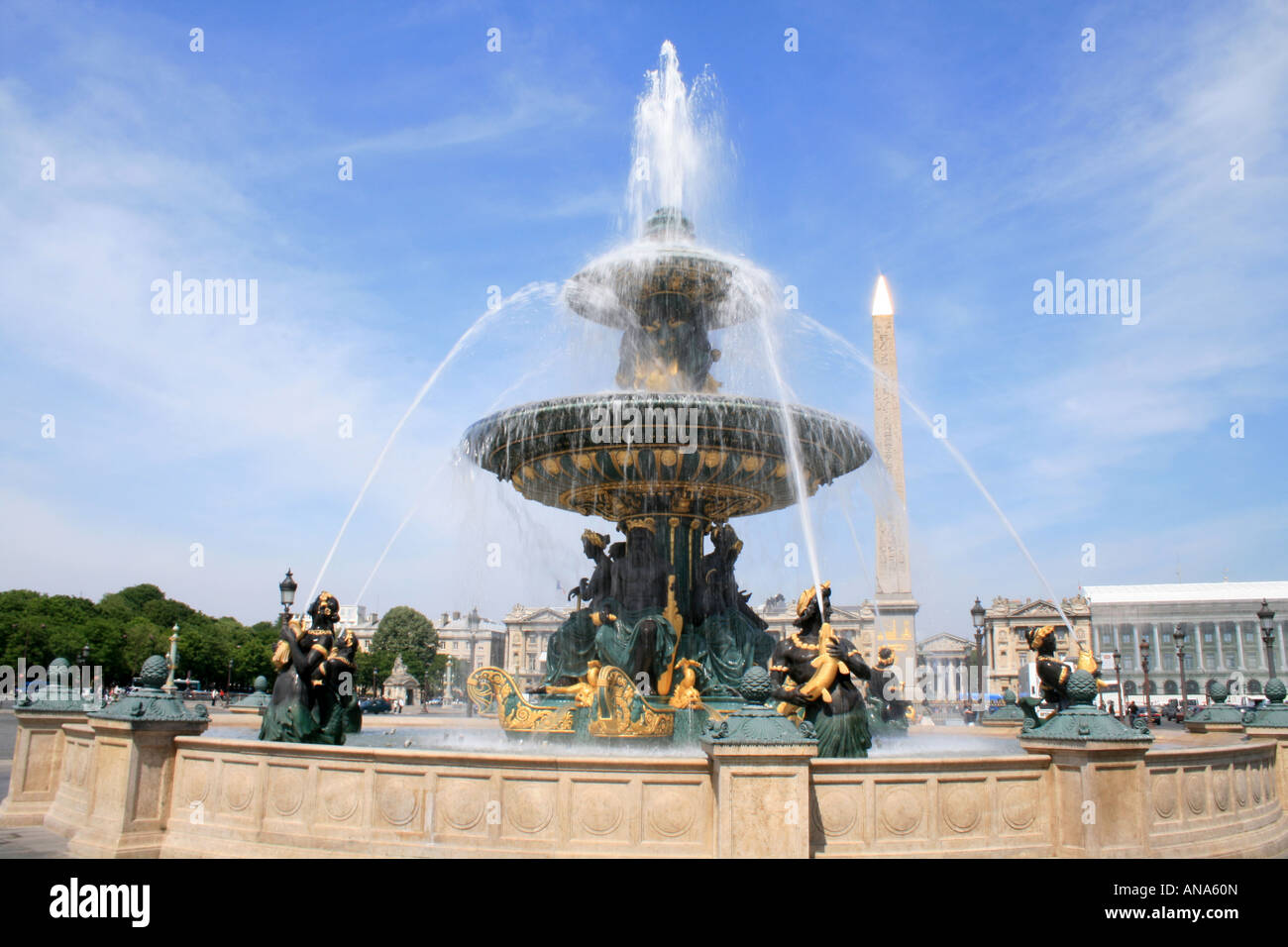 Fountains and statues on the Place de la Concorde, Paris Stock Photo