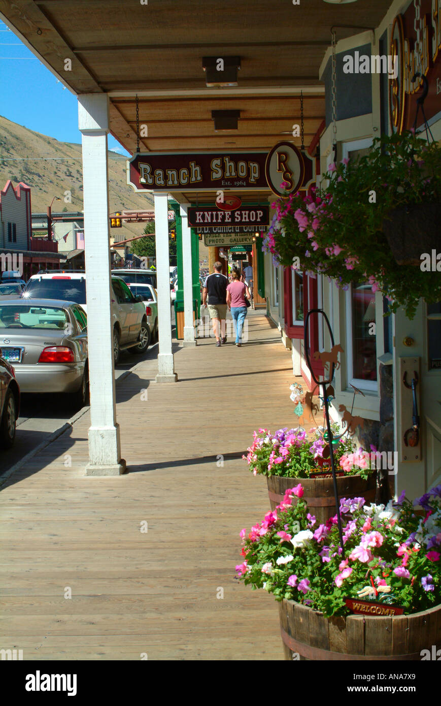 Shops and Wooden Boardwalk in the Famous Skiing and Tourist Resort of