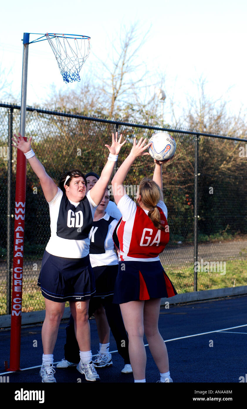 Netball match at club level, Leamington Spa, England, UK Stock Photo