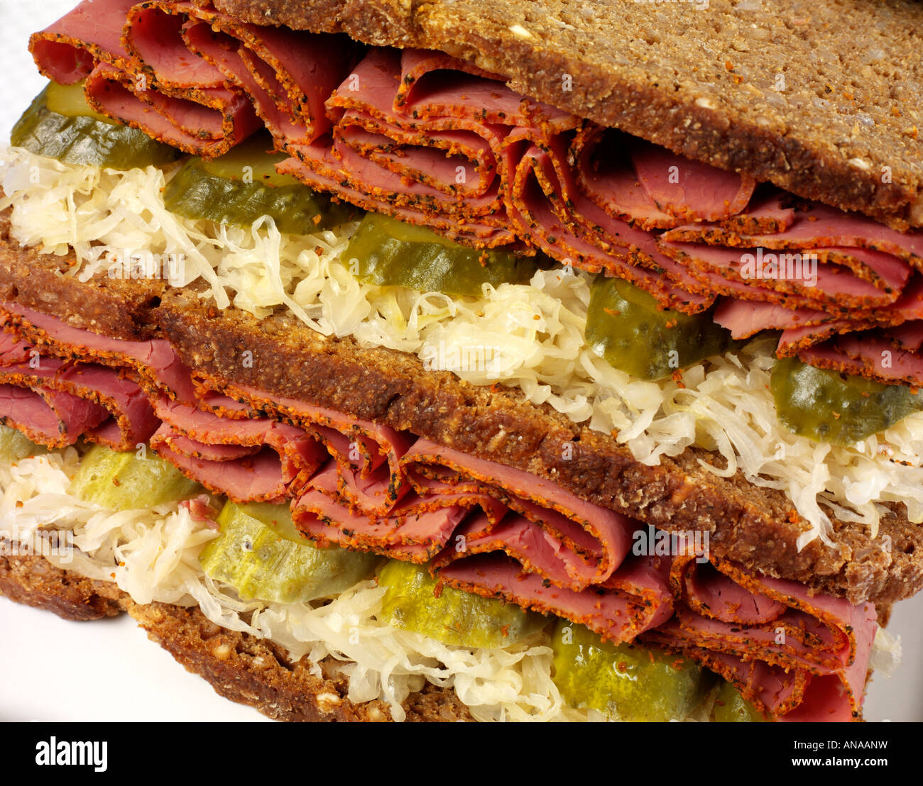 PASTRAMI SANDWICH WITH SAUERKRAUT ON RYE Stock Photo Alamy