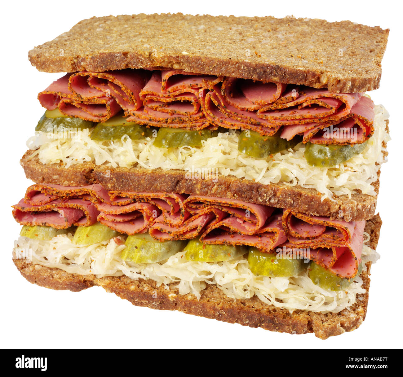 PASTRAMI SANDWICH ON RYE,CUT OUT Stock Photo Alamy