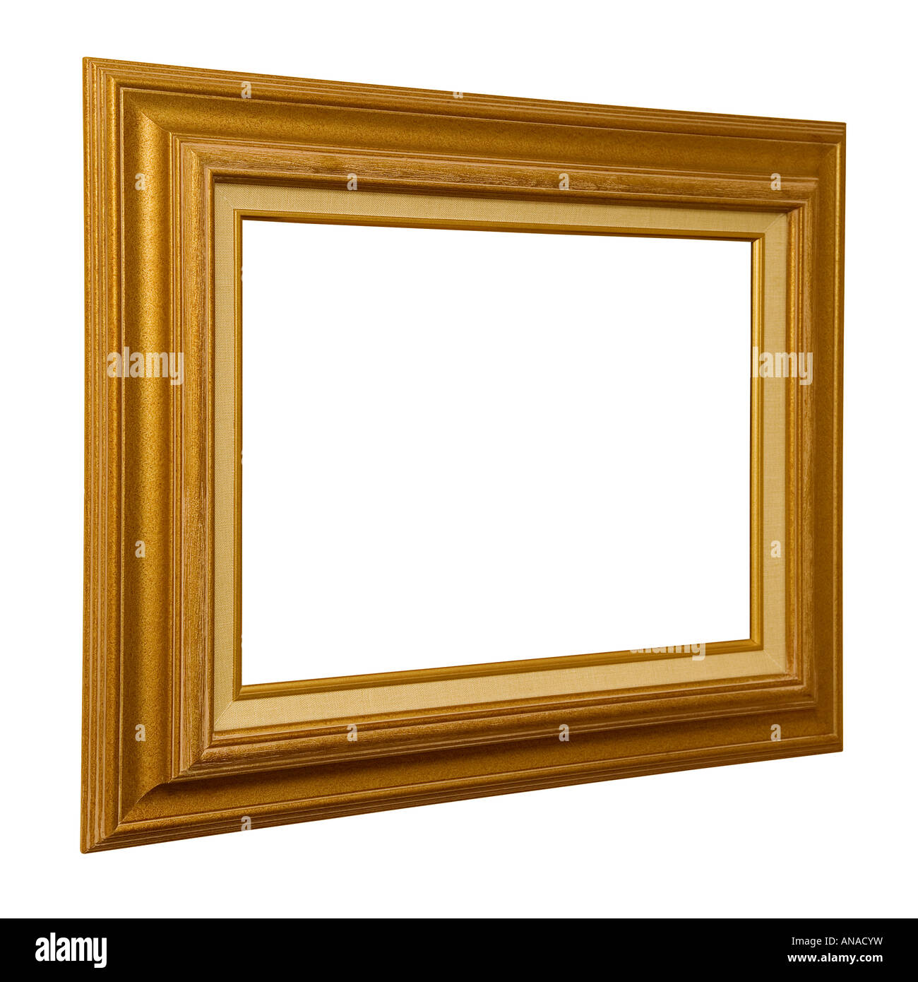 Gold coloured Picture frame viewed from an angle Stock Photo