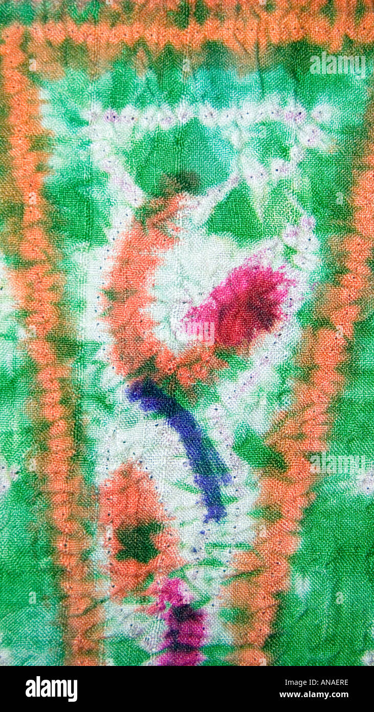 Detail of a plangi tie dyed silk fabric from Java Indonesia Stock Photo