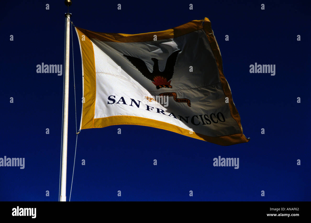 The California State Flag flying in San Francisco, USA Stock Photo