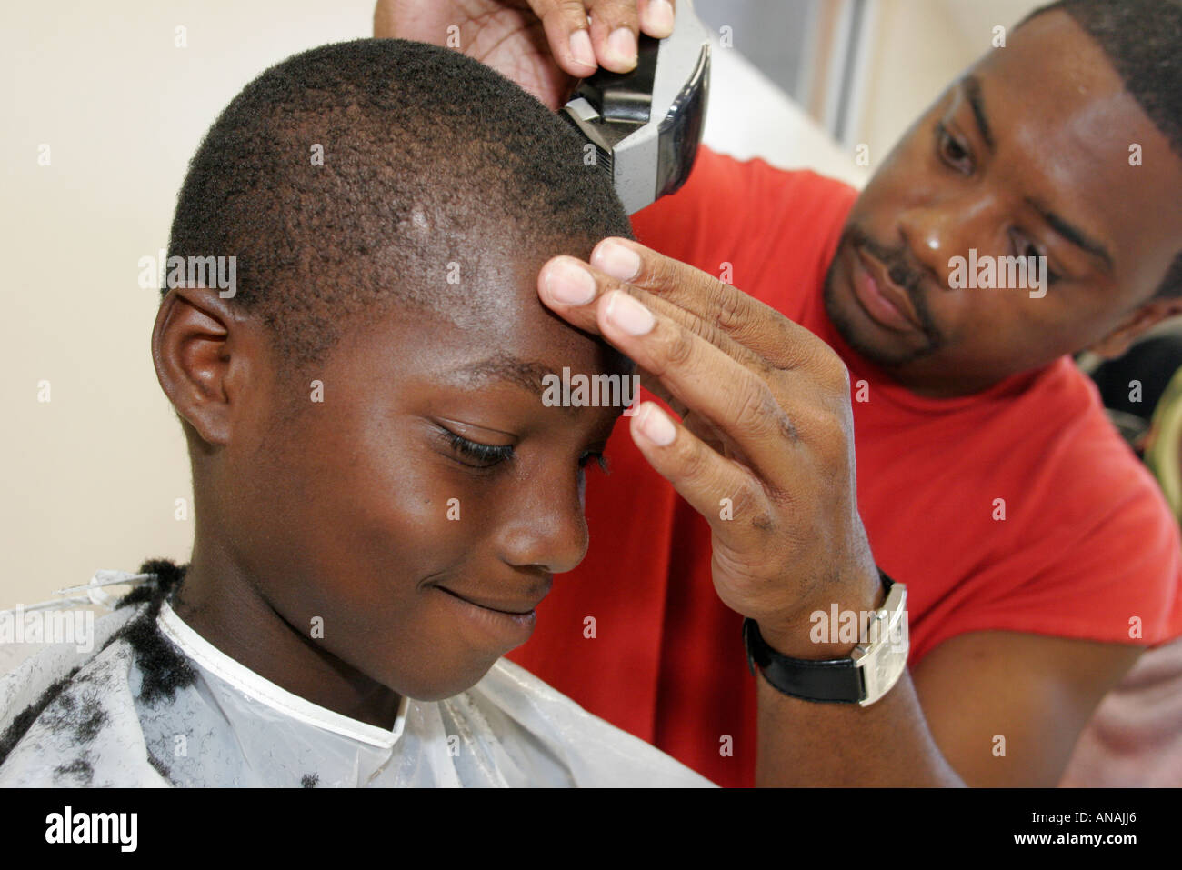 Miami Florida,Overtown Youth Community Center,centre,Back to School event,free haircut,Black Blacks African Africans ethnic minority,boy boys lad lads Stock Photo