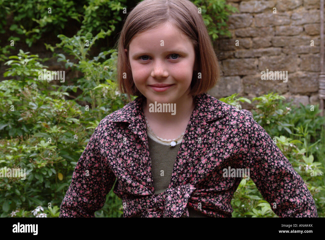 Portrait of a young girl with short brown hair Stock Photo Alamy