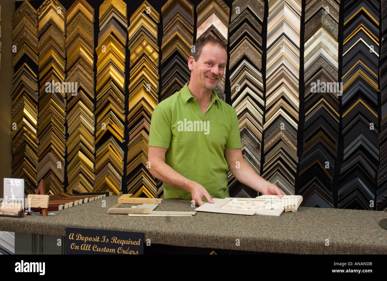 Framing shop small business owner Stock Photo Alamy