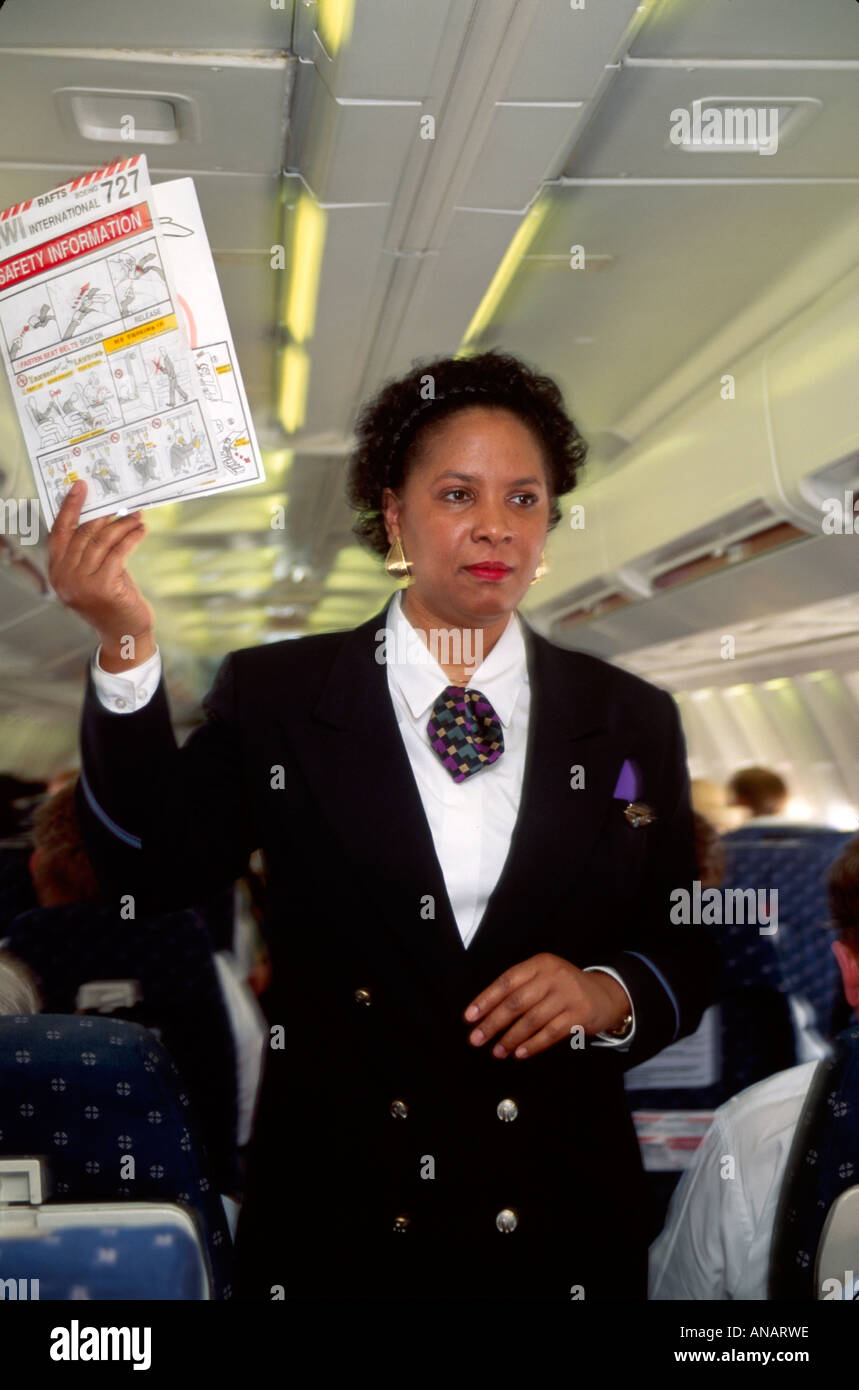 New Jersey,Newark Airport,KIWI International Airlines,Black Blacks African Africans ethnic minority,adult adults woman women female lady,flight attend Stock Photo