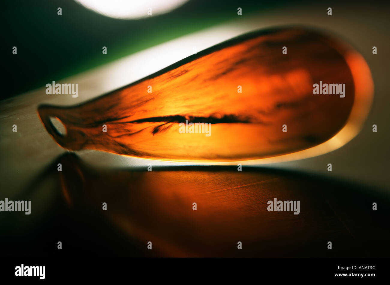 close up of old fashioned shoe horn made of amber coloured tortoise