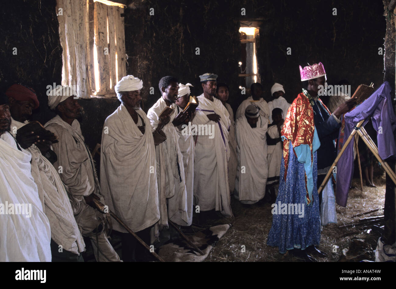 Inside an orthodox christian coptic church The highlands of rural Ethiopia Stock Photo