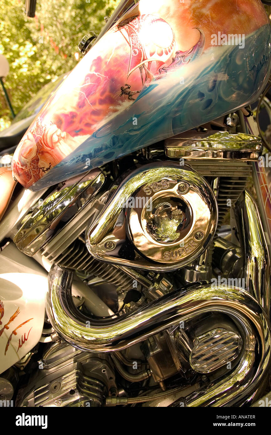 Custom motorcycle with V twin motor Stock Photo