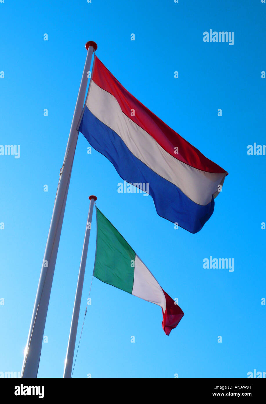 Dutch and Italian flag, Netherlands Stock Photo