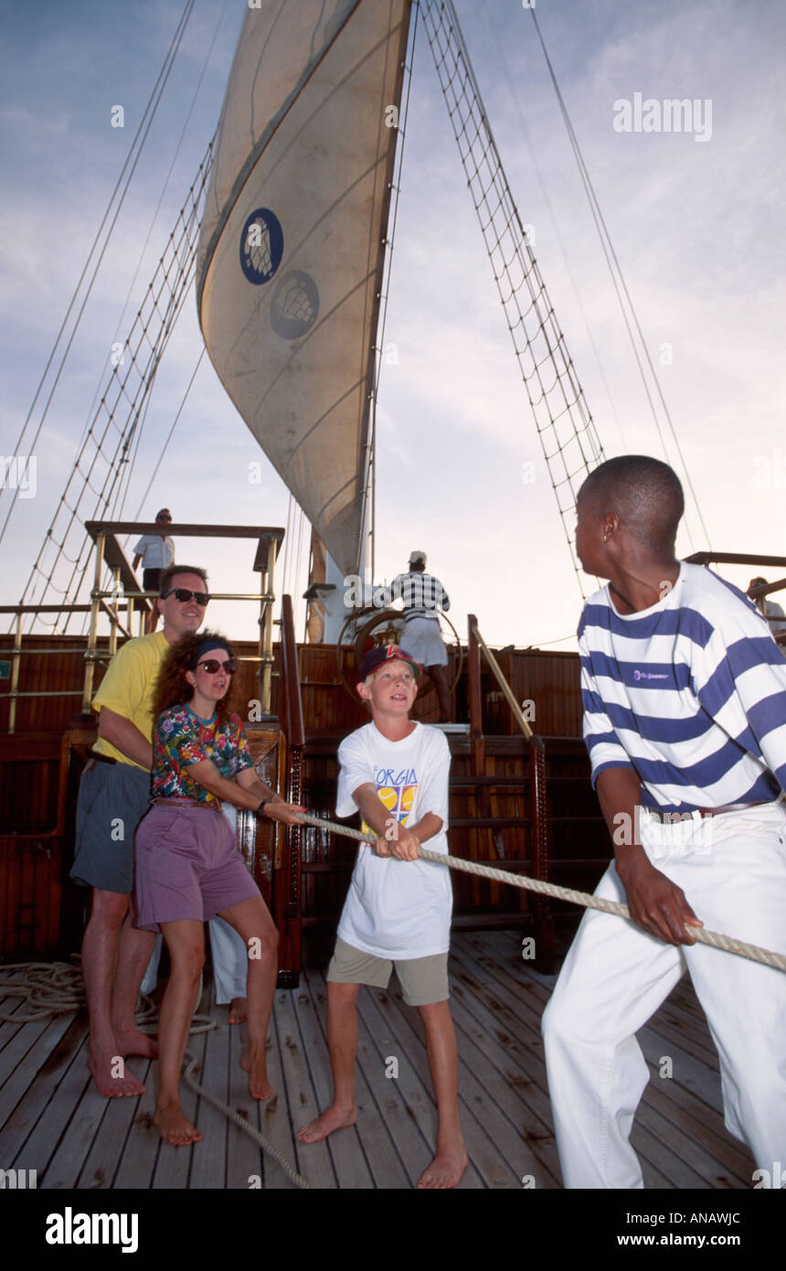 Venezuela,Venezuelan,South America,Pan American,Hispanic Latin Latino  ethnic immigrant immigrants minority,Barefoot Windjammer,SV  Fantome,passenger pa Stock Photo - Alamy