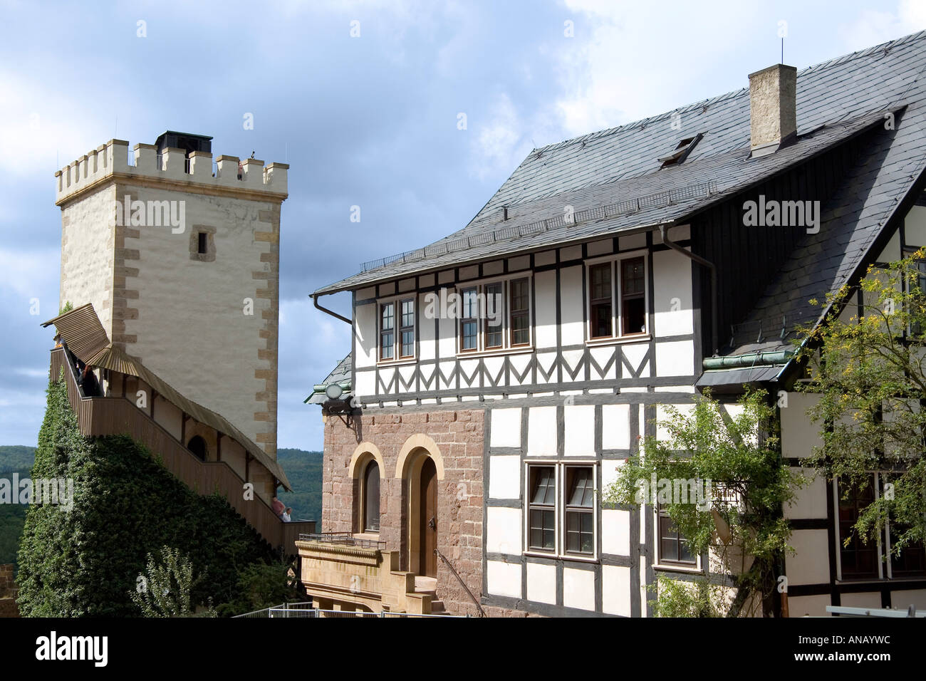 Some buildings of the famous Wartburg Castle near Eisenach, Thuringia ...