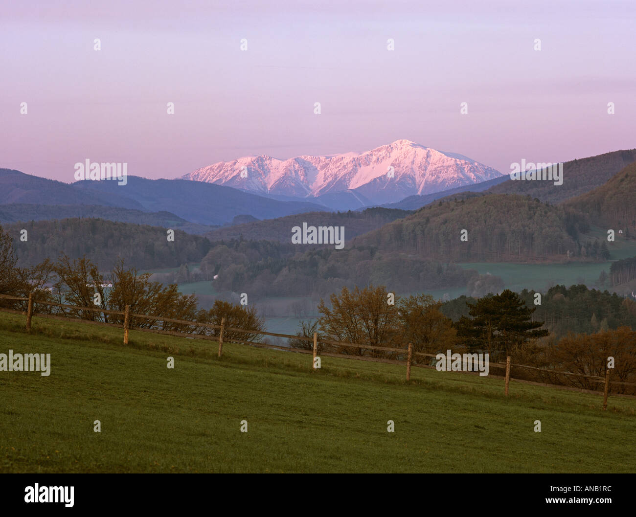The mountain Schneeberg at sunset, Nöstach, Lower Austria, Austria Stock Photo