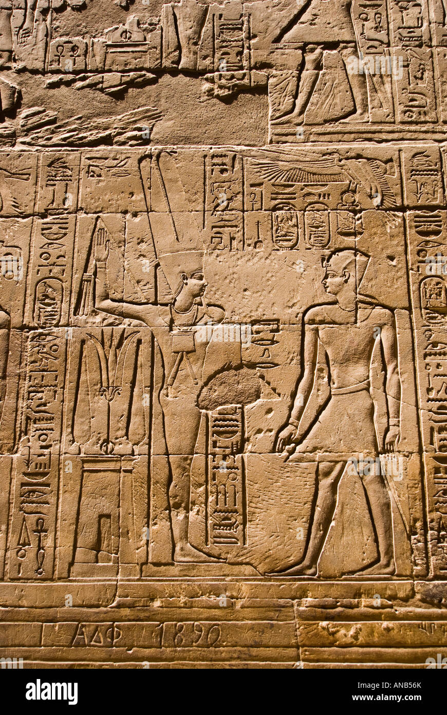 Penis defaced from figure of god Min on panel in Luxor Temple Egypt  Victorian censorship Stock Photo - Alamy