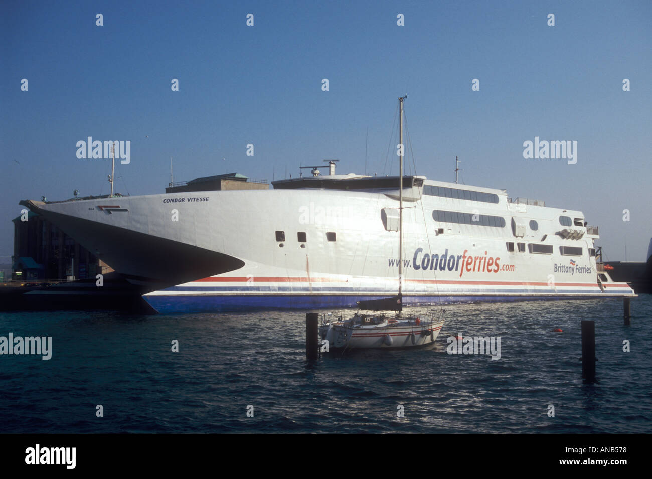 A Condor Wavepiercer catamaran ferry at Weymouth Dorset England UK ...