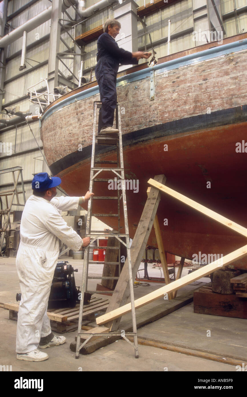 Restoration of the 1948 yawl Lively Lady at Portchester Hampshire England UK in 1995 Stock Photo