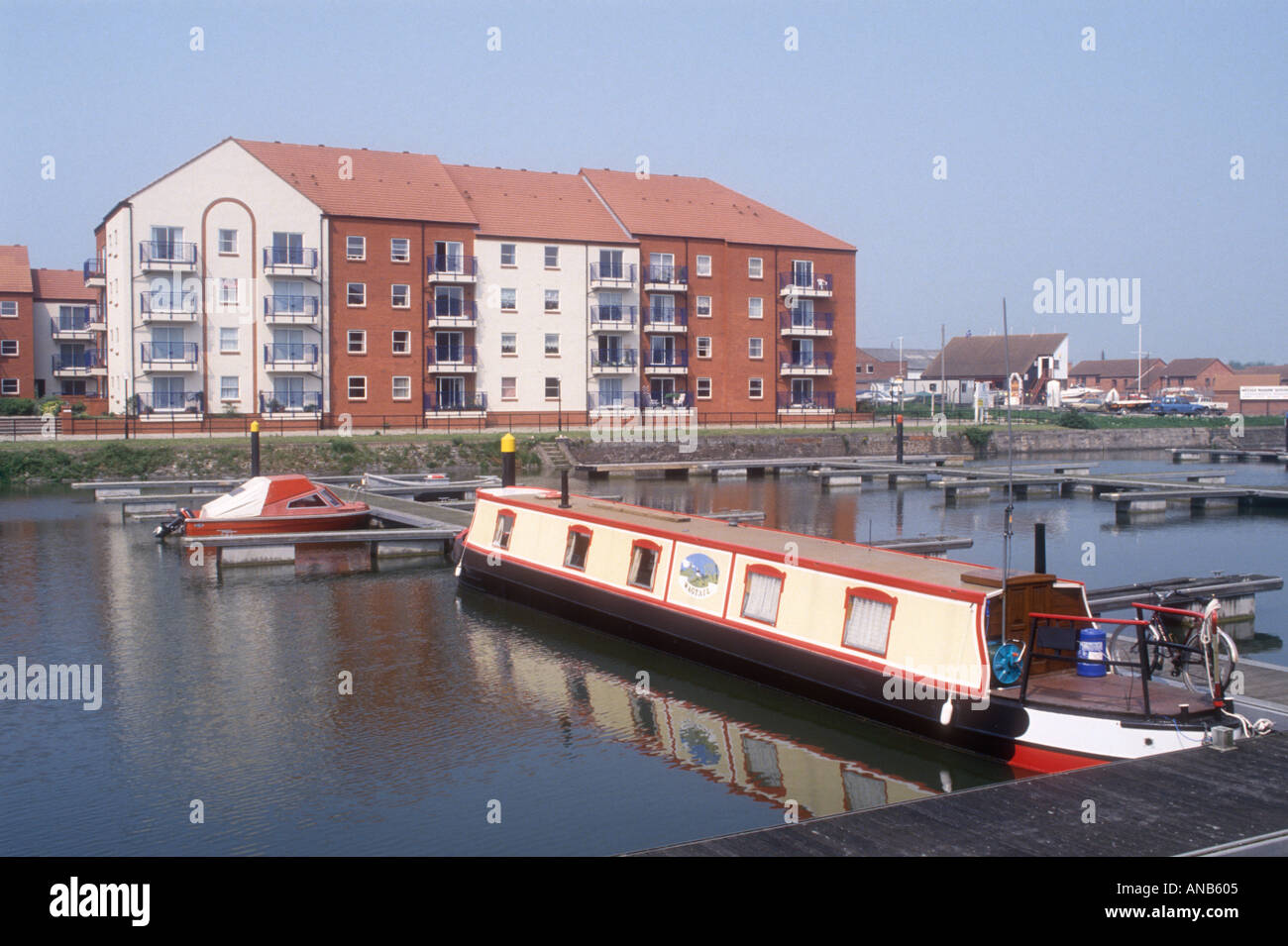 Bridgwater Docks with apartment buildings Somerset England UK Stock Photo