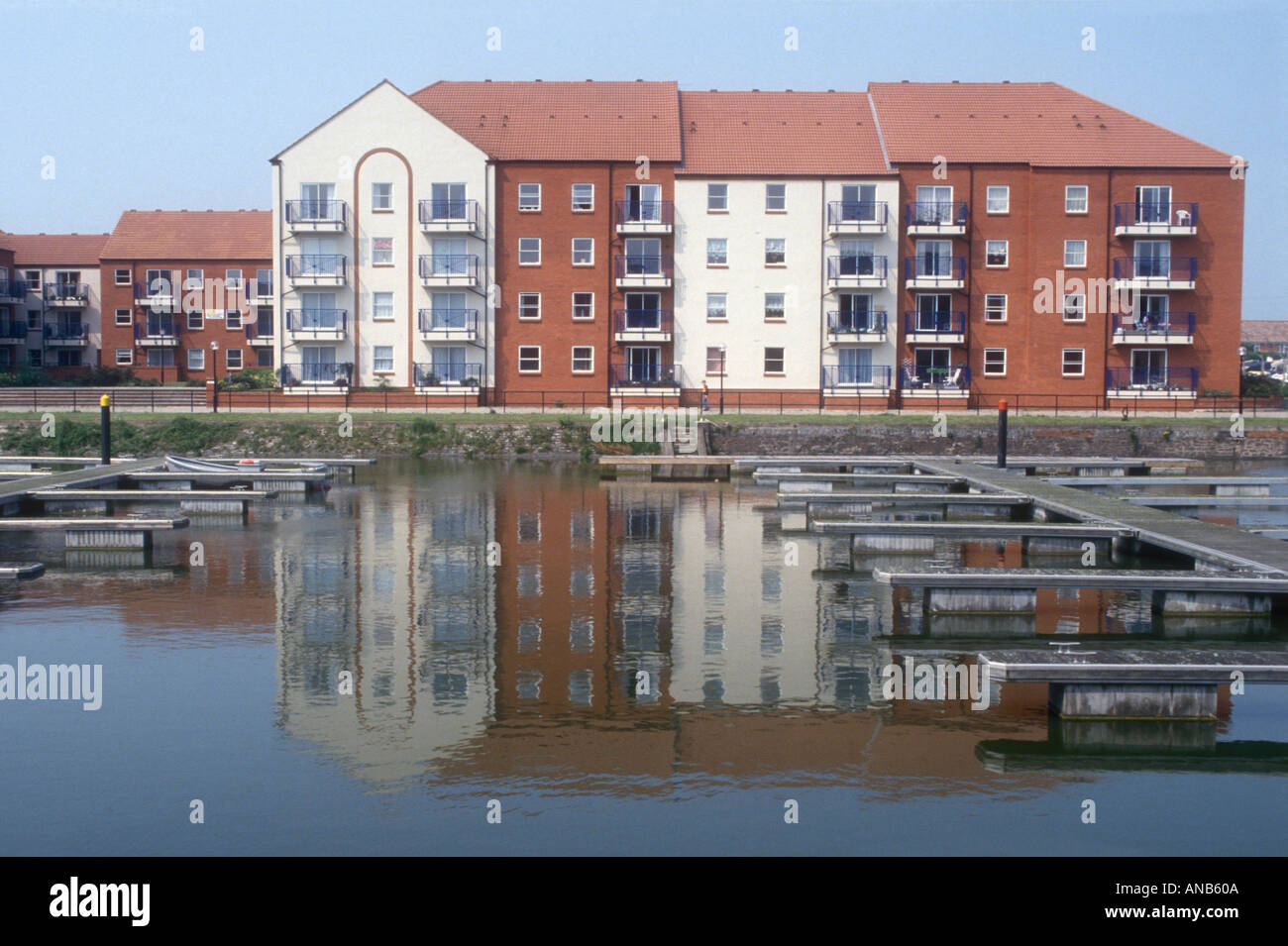 Apartment blocks adjacent to Bridgwater Docks Somerset England UK Stock Photo