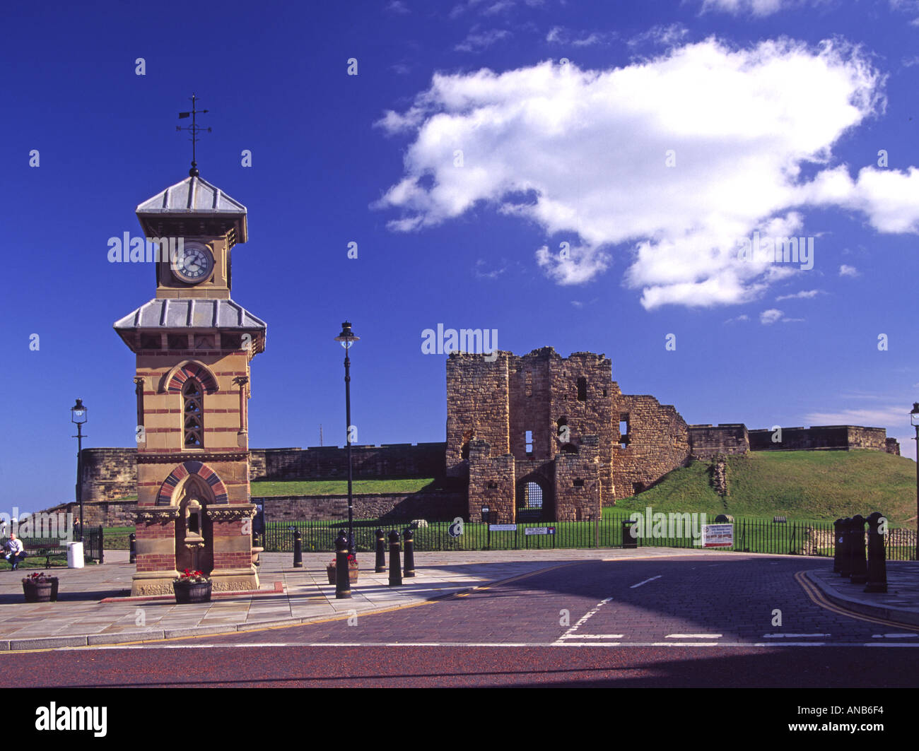 Tynemouth Clock and Castle North East England Stock Photo