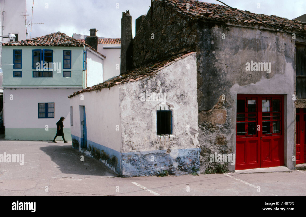 A side street in the small fishing town of Camarinas Galicia North West Spain Stock Photo