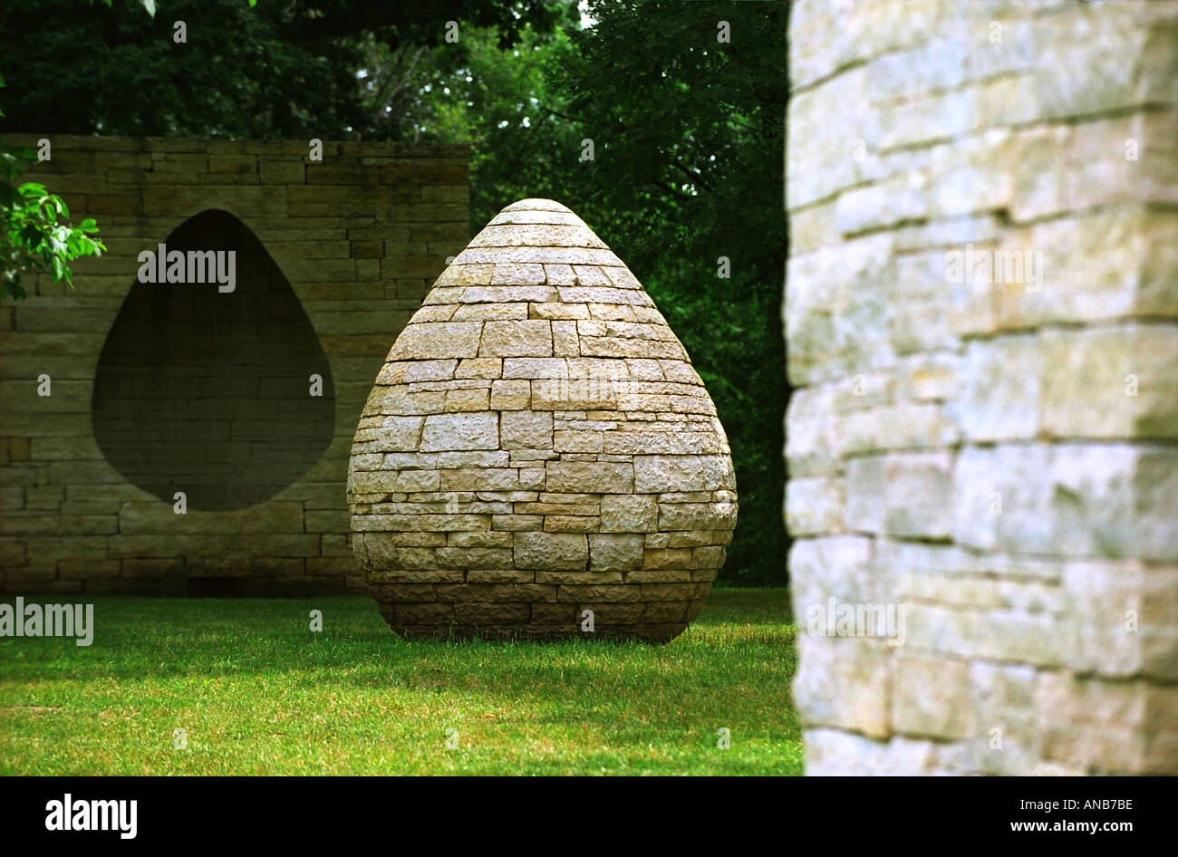 Andy Goldsworthy s stone sculpture West Coast Cairn at Des Moines Art Center Iowa Stock Photo