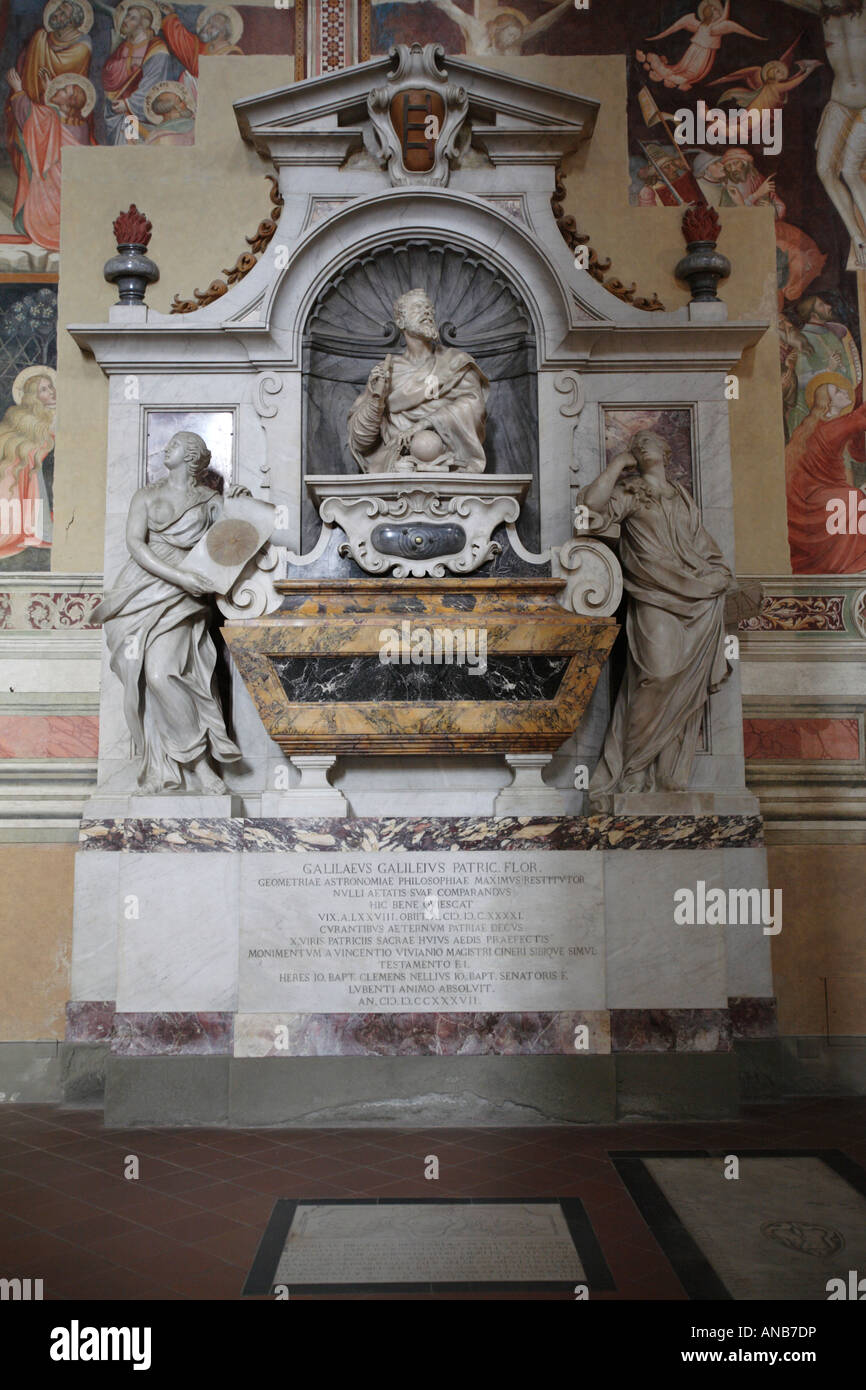 Galileo Galilei tomb in Santa Croce church, Florence, Italy Stock Photo
