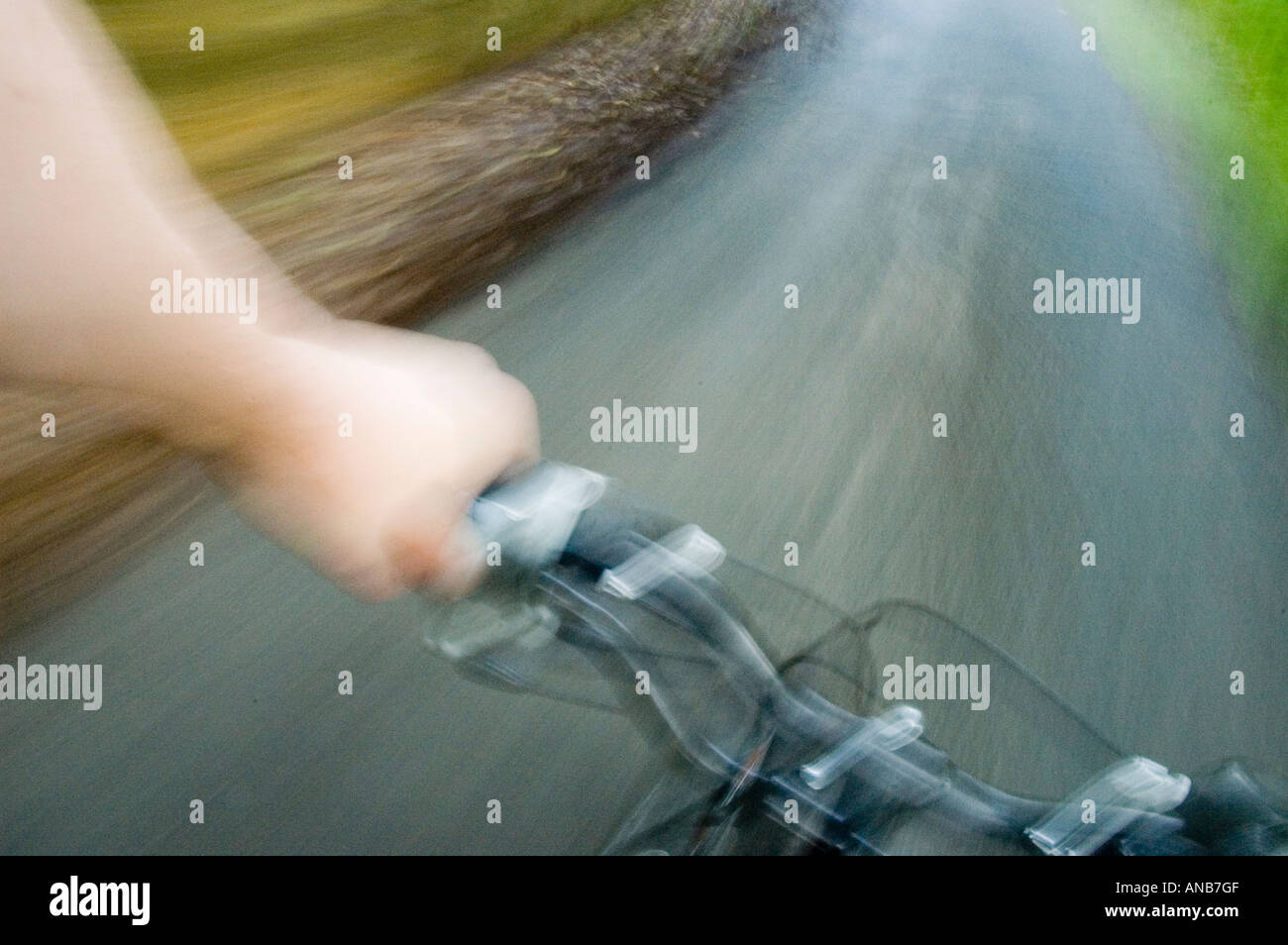 Blurred motion image of a bike in motion Stock Photo