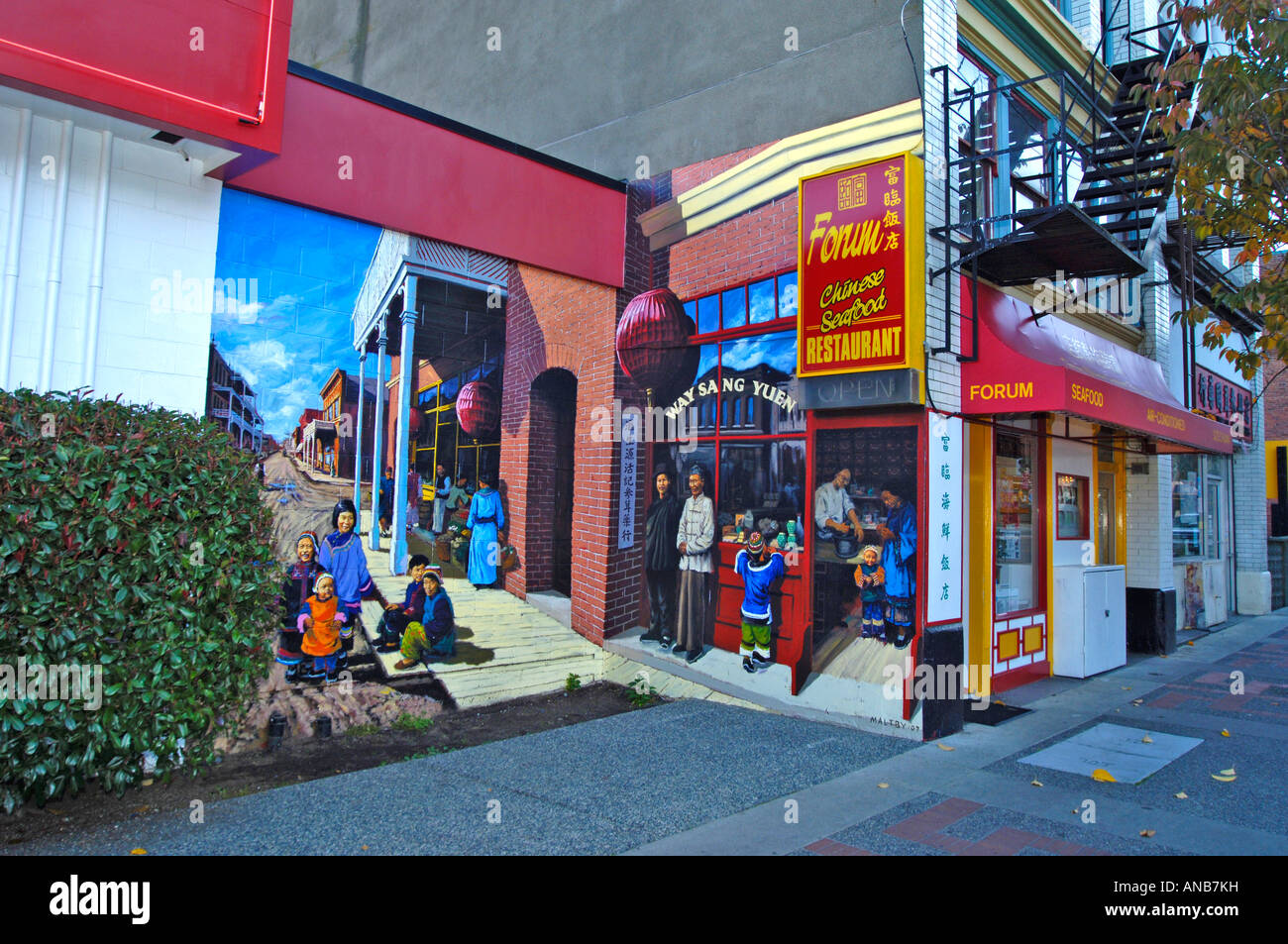Street Scene wall mural painted in China town Victoria Capital City
