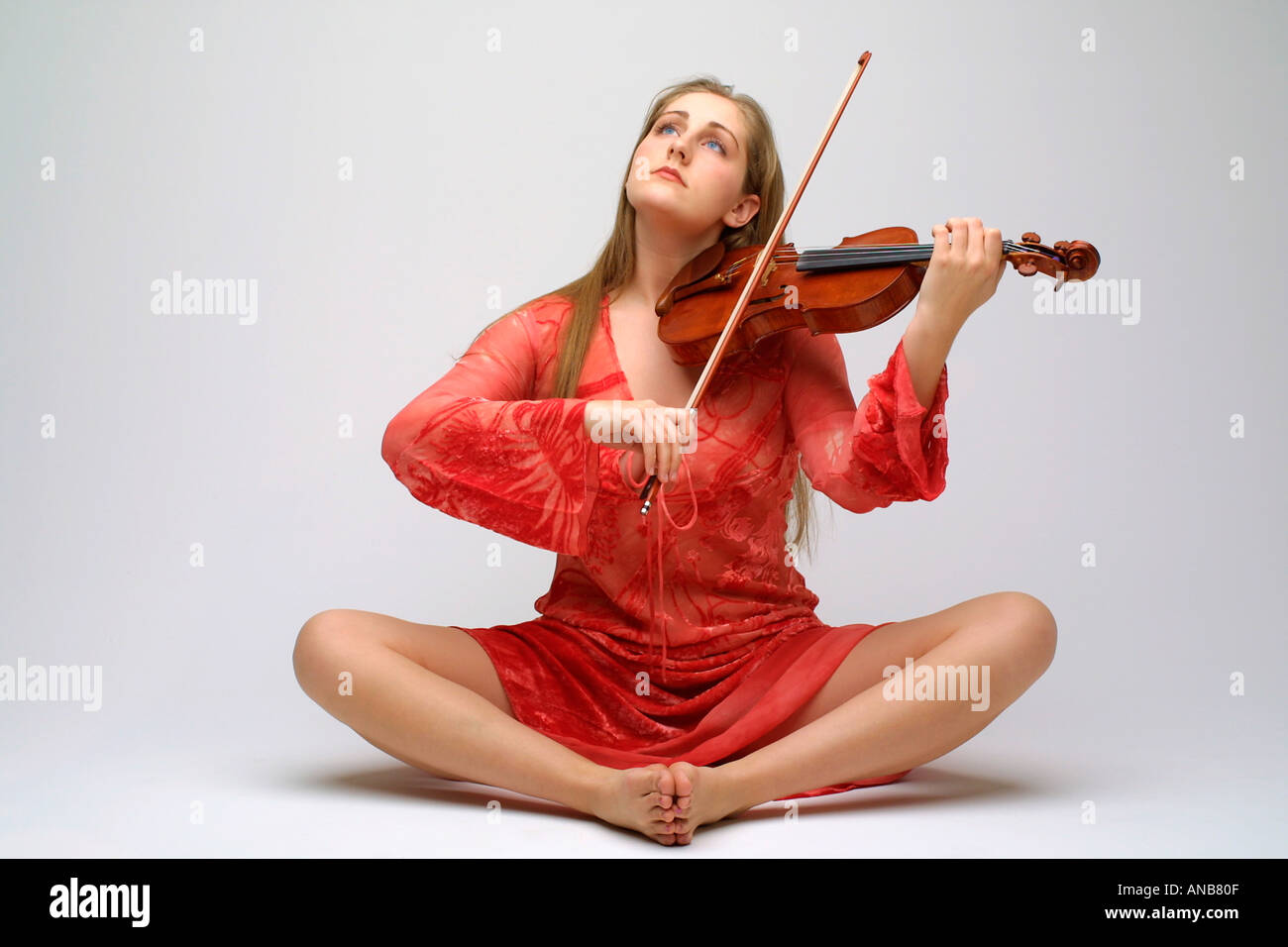 Woman violinist portrait Stock Photo
