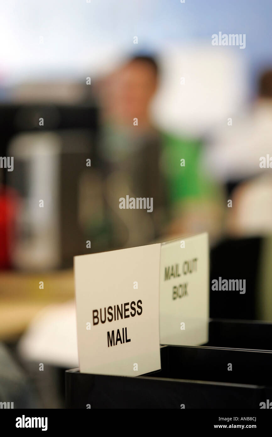 TWO MAILBOXES IN AN OFFICE. Stock Photo